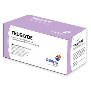 Sutura assorbibile Truglyde calibro 3/0, curva 1/2, ago 22 mm - 75 cm - incolore - conf. 12 pz.