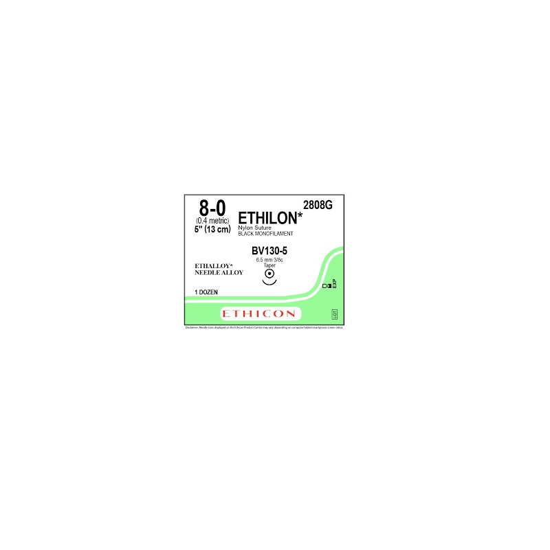 Sutura monofilamento ethicon ethilon - 8/0 ago 6,5 mm - conf. 12 pz. Sutura monofilamento ethicon ethilon - 8/0 ago 6,5 mm - conf. 12 pz.