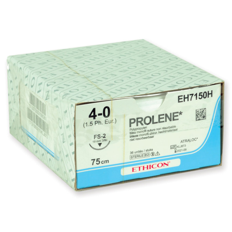 Sutura monofilamento ethicon prolene blue - 4/0 ago 19 mm fs-2 45 cm - conf. 36 pz. Sutura monofilamento ethicon prolene blue - 4/0 ago 19 mm fs-2 45 cm - conf. 36 pz.