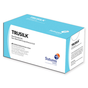 Sutura non assorbibile Trusilk calibro 2/0, curva 1/2, ago 25 mm - 75 cm - nero - conf. 12 pz.