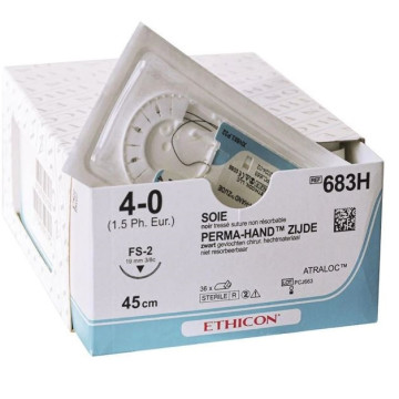 Sutura seta ethicon perma-hand - 4/0 ago 19 mm - conf. 36 pz.