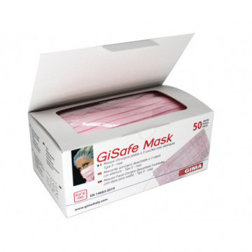 Mascherina Chirurgica Filtrante 98% 3 VELI tipo II con elastici - adulti - rosa - Conf.50 pz.