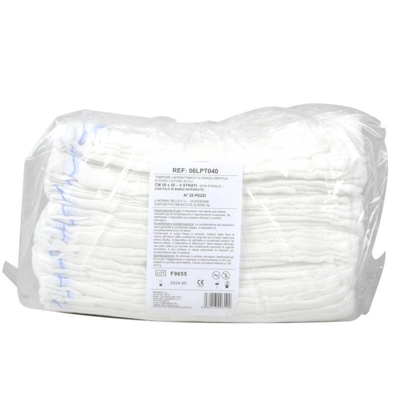 Garza laparatomica 50x50 cm - 4 fili conf. 600 pz. Garza laparatomica 50x50 cm - 4 fili conf. 600 pz.