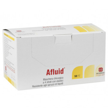 MASCHERINA CHIRURGICA AFLUID® A 4 VELI CON ELASTICI - azzurra – conf. 50 pz.