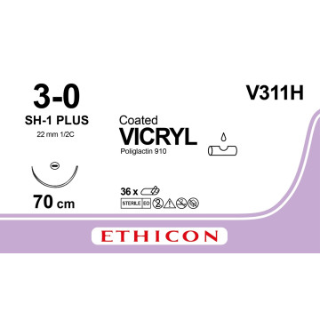 Sutura assorbibile ethicon vicryl - 3/0 ago 22 mm - conf. 36 pz.