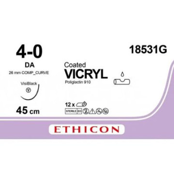 Sutura assorbibile ethicon vicryl - 4/0 ago 25 mm - conf. 12 pz.