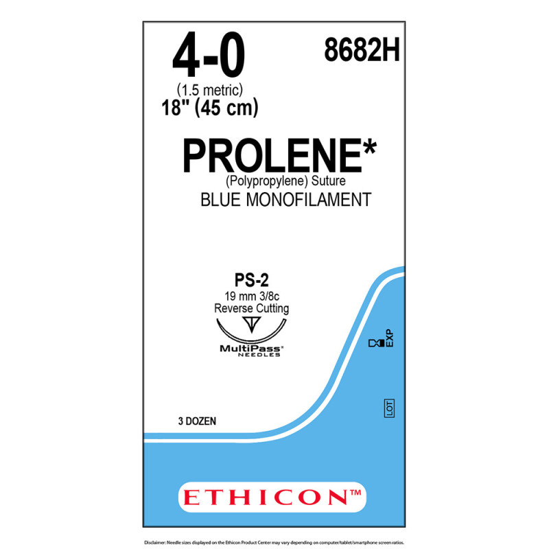 Sutura monofilamento ethicon prolene blue - 4/0 ago 19 mm ps-2 - conf. 36 pz. Sutura monofilamento ethicon prolene blue - 4/0 ago 19 mm ps-2 - conf. 36 pz.