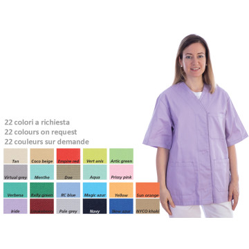 Casacca con bottoni-cotone/pol.-donna s colore a richiesta - 1 pz.