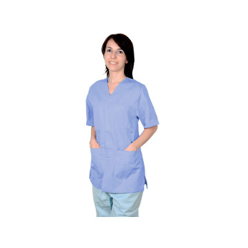 Casacca con bottoni-cotone/pol.-unisex xl azzurra - 1 pz.