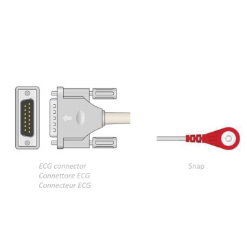 Cavo paziente ecg 2,2 m - snap - compatibile bionet, spengler, altri - 1 pz.