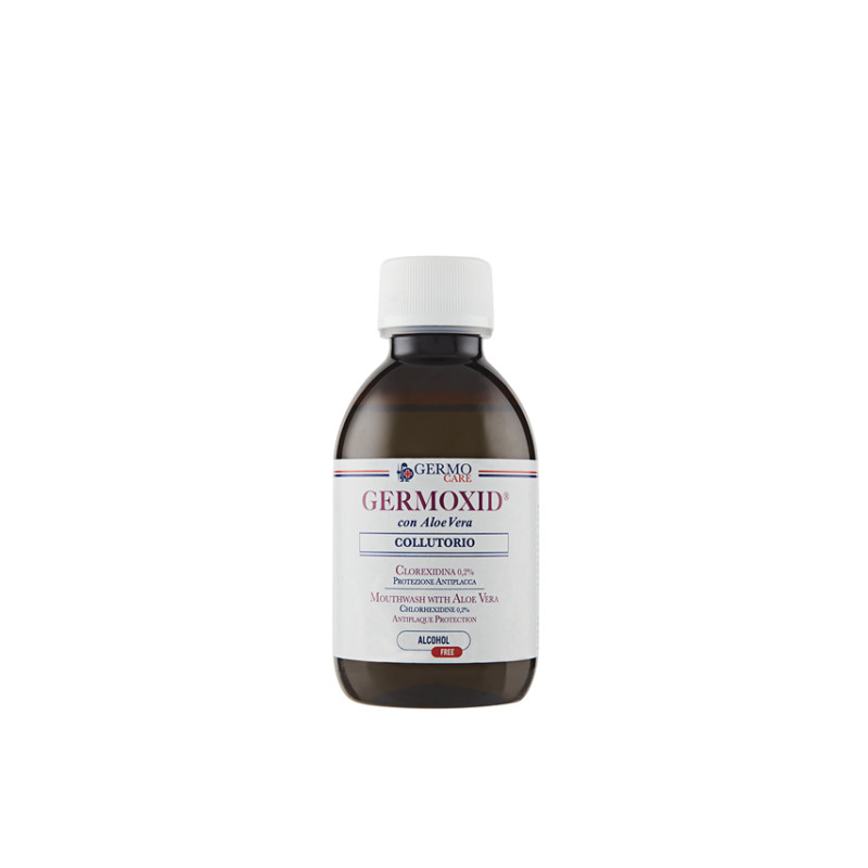 Collutorio germoxid con clorexidina - flacone da 200 ml - conf. 12 pz. Collutorio germoxid con clorexidina - flacone da 200 ml - conf. 12 pz.