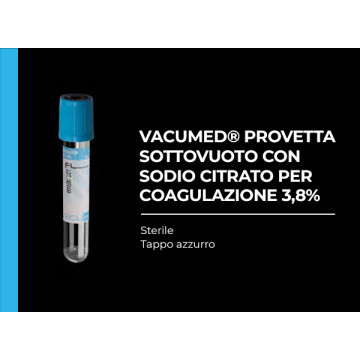 Vacumed ® Provetta sottovuoto 13x75 mm con Sodio Citrato 3,8% 2,7 ml di sangue per coagulazione conf. 100 pz
