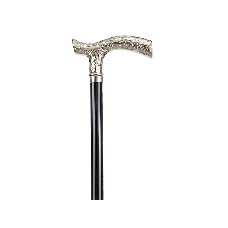 Bastone In Legno "Leonardo" - Manico A T In Metallo Inciso - 1 Pz. Bastone In Legno "Leonardo" - Manico A T In Metallo Inciso - 1 Pz.