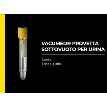 Provetta sottovuoto per urina Vacumed 9 ml di urina 16x100 mm tappo giallo, sterile conf. 100 pz.