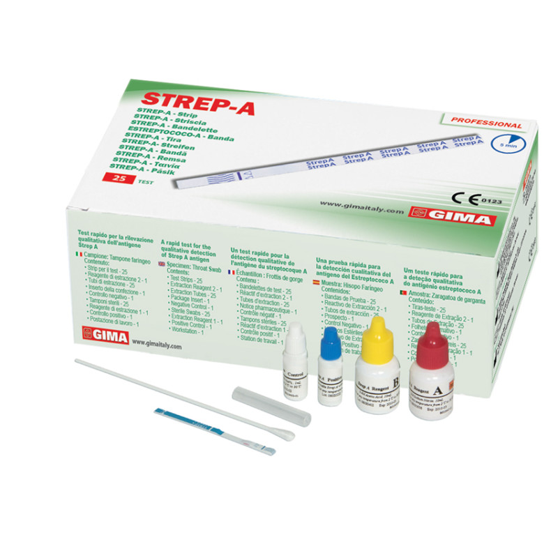 Test Strep A: streptococco A Su striscia conf. 25 pz. Test Strep A: streptococco A Su striscia conf. 25 pz.