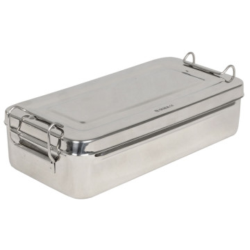 Scatola inox 25x12,5x4,6cm - con manici - 1 pz.