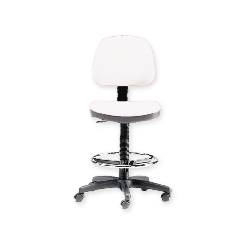 Sgabello con schienale ed anello - bianco - 1 pz. Sgabello con schienale ed anello - bianco - 1 pz.