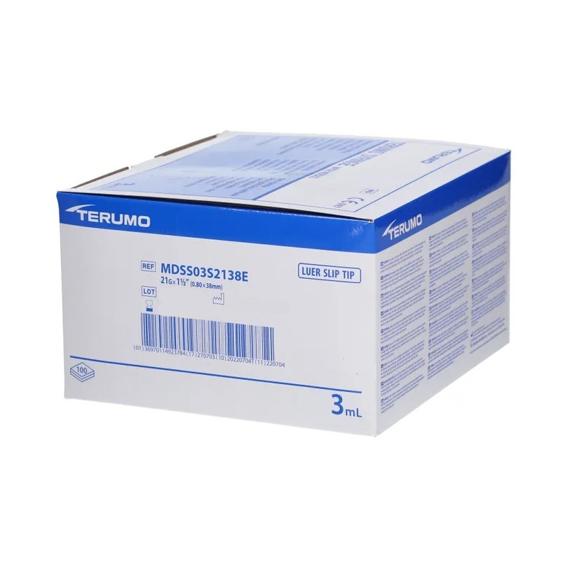 Siringhe con ago Terumo 3 ml -21GX1/2" - MDSS03S2138E - sterili conf. 100 pz. Siringhe con ago Terumo 3 ml -21GX1/2" - MDSS03S2138E - sterili conf. 100 pz.