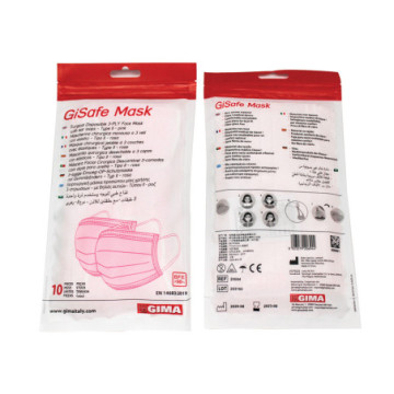 Mascherina Chirurgica Filtrante 98% 3 VELI tipo II con elastici - adulti - rosa - Conf.10 pz