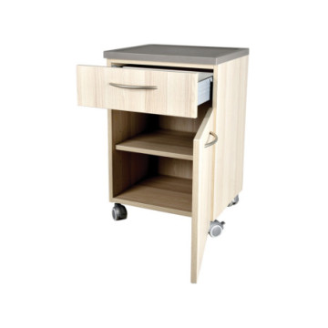 Comodino con cassetto - beige striato - 1 pz. Comodino con cassetto - beige striato - 1 pz.