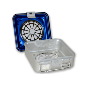 Container con filtro piccolo h100 mm - blu forato - 1 pz.