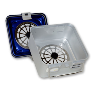 Container con filtro piccolo h150 mm - blu forato - 1 pz.