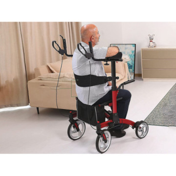 Deambulatore In Piedi Completamente Regolabile - Alluminio - Rosso - 1 Pz.