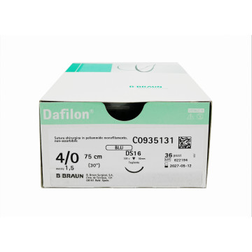 Dafilon suture non assorbibili in nylon, ago 3/8 12mm, USP 5/0 - filo blu 45cm - conf.36