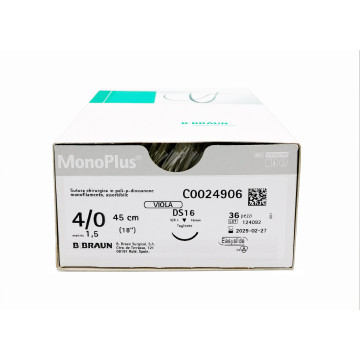 MonoPlus suture assorbibili in polidiossanone, ago 3/8 12mm, USP 4/0 - filo viola 45 cm - conf.36