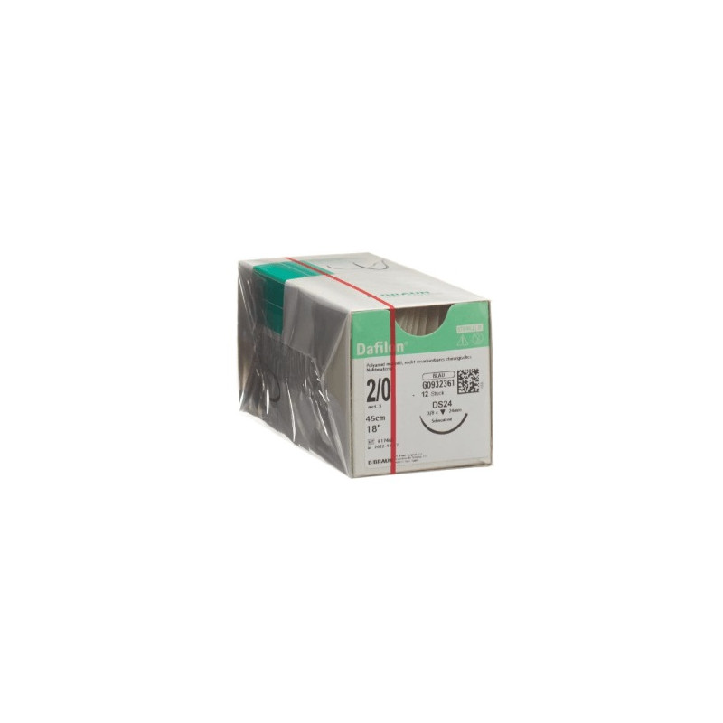 Dafilon suture non assorbibili in nylon, ago 3/8 24mm, USP 2/0 - filo blu 45cm - conf.12 Dafilon suture non assorbibili in nylon, ago 3/8 24mm, USP 2/0 - filo blu 45cm - conf.12