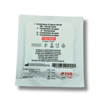 Compresse di garza sterili PIC confezionate in busta singola - 10x10 - Busta da 25 compresse