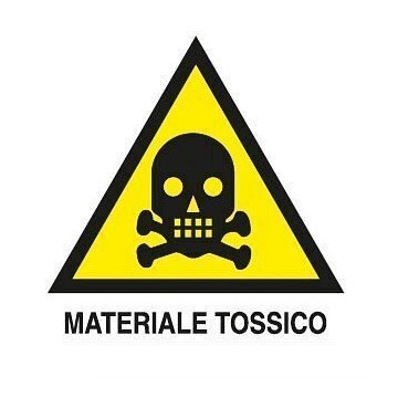 Cartello in alluminio MATERIALE TOSSICO - cm 36x36