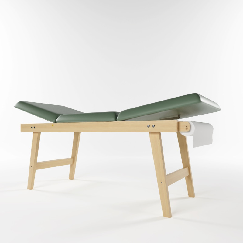Lettino Medico in legno con doppia testata regolabile - portarotolo incluso - verde Lettino Medico in legno con doppia testata regolabile - portarotolo incluso - verde