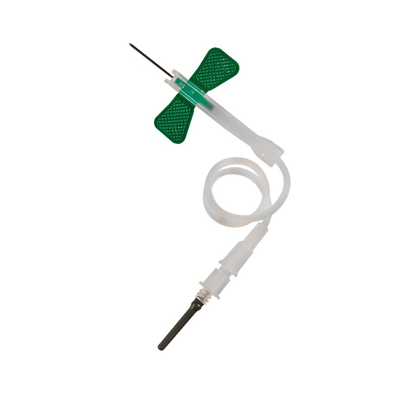 Set prelievo ago a farfalla 21G x ¾" verde con dispositivo di sicurezza, adattatore luer, lung. tubo 178 mm, sterile - conf.50 Set prelievo ago a farfalla 21G x ¾" verde con dispositivo di sicurezza, adattatore luer, lung. tubo 178 mm, sterile - conf.50