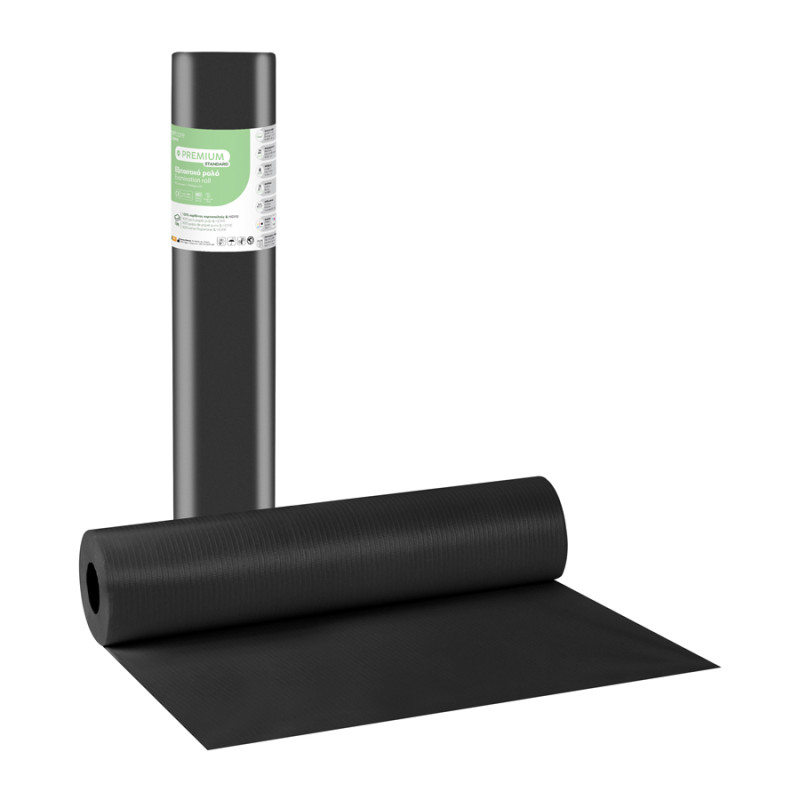 Lenzuolino nero Premium - rotolo per lettino 2 veli cm 50x50 mt. - carta+HDPE Lenzuolino nero Premium - rotolo per lettino 2 veli cm 50x50 mt. - carta+HDPE