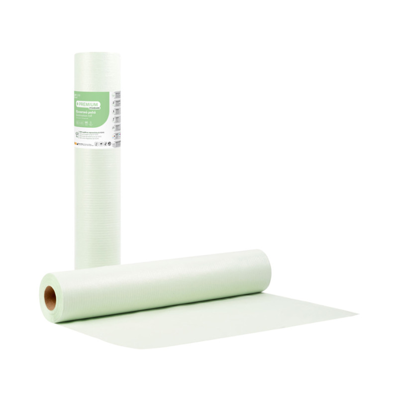 Lenzuolino verde Premium - rotolo per lettino 2 veli cm 50x50 mt. - carta+HDPE Lenzuolino verde Premium - rotolo per lettino 2 veli cm 50x50 mt. - carta+HDPE