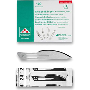 Lame bisturi monouso sterili Heinz Herenz Carbon Steel n° 24