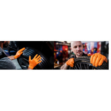 Guanti Orange puntinati in nitrile senza polvere Gogrip - Tg.L - Conf.50 pz.