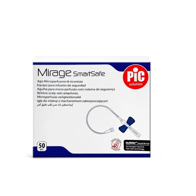 Aghi microperfusori con sistema di sicurezza Mirage SmartSafe G19 - 1,10 x 20 mm - conf.50 pz. Aghi microperfusori con sistema di sicurezza Mirage SmartSafe G19 - 1,10 x 20 mm - conf.50 pz.