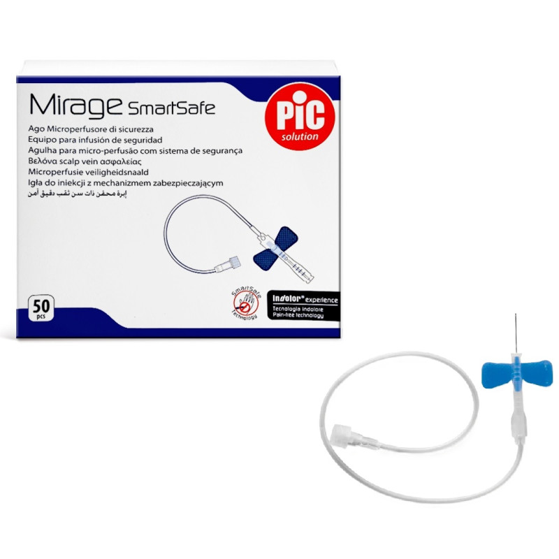 Aghi microperfusori con sistema di sicurezza Mirage SmartSafe G23 - 0,60 x 20 mm - conf.50 pz. Aghi microperfusori con sistema di sicurezza Mirage SmartSafe G23 - 0,60 x 20 mm - conf.50 pz.