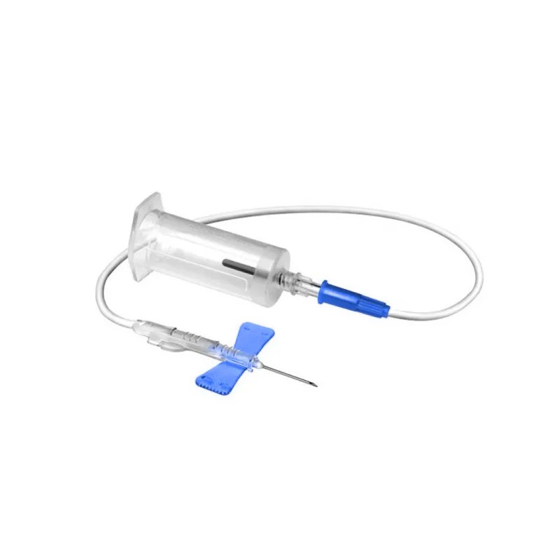 Aghi a farfalla di sicurezza VacuMirage Smartsafe G23 con adattatore Luer + camicia - tubo 18 cm - conf.25 pz. Aghi a farfalla di sicurezza VacuMirage Smartsafe G23 con adattatore Luer + camicia - tubo 18 cm - conf.25 pz.