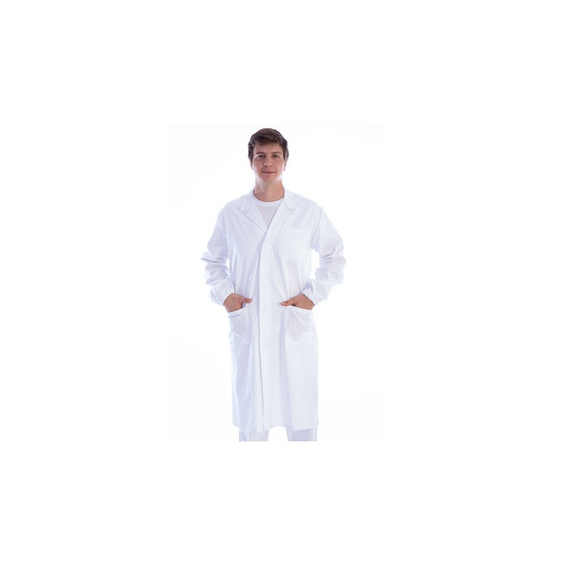 CAMICE BIANCO UNISEX CON AUTOMATICI E POLSINI - taglia S CAMICE BIANCO UNISEX CON AUTOMATICI E POLSINI - taglia S