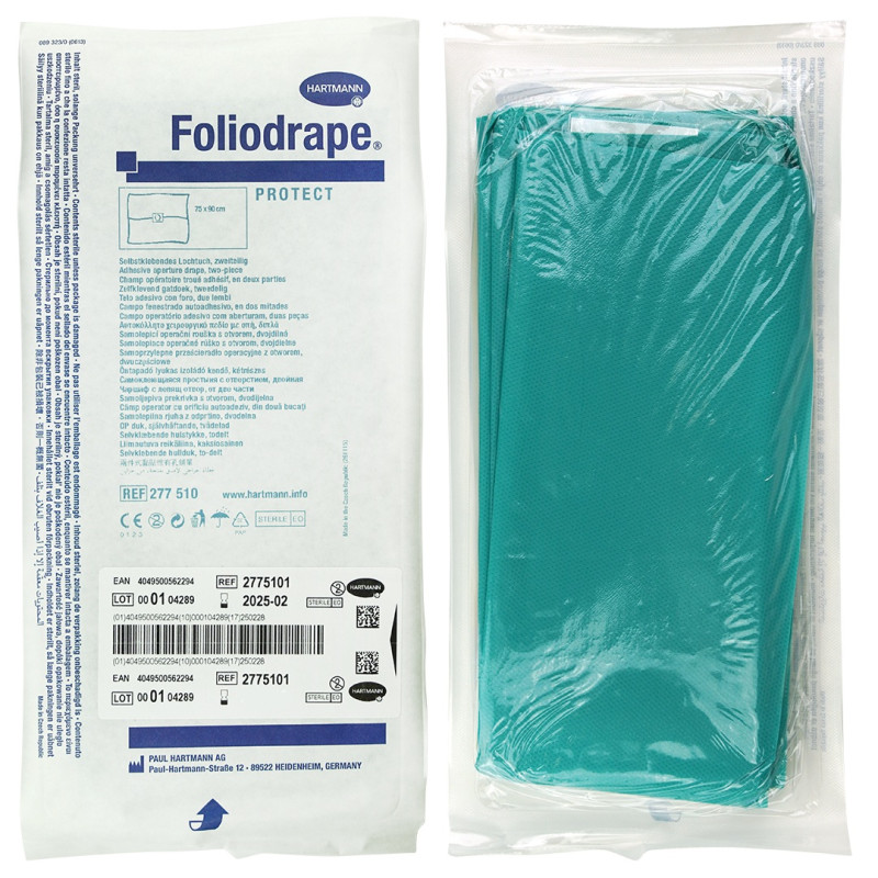 Telino chirugico sterile adesivo Foliodrape Protect con foro variabile - 75 × 90 cm - 1 pz. Telino chirugico sterile adesivo Foliodrape Protect con foro variabile - 75 × 90 cm - 1 pz.