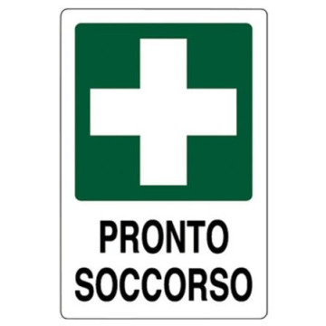 CARTELLO EMERGENZA PRONTO SOCCORSO IN ALLUM. CM.25X31 RIF. UNI-ISO 7010