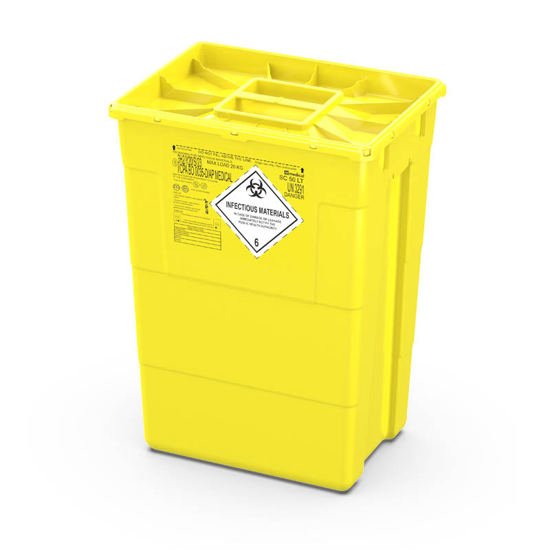 CONTENITORE RIFIUTI SANITARI 50 litri - tappo singolo CONTENITORE RIFIUTI SANITARI 50 litri - tappo singolo