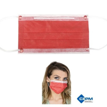 Mascherine Chirurgiche 3 veli con elastici - 100% Made in Italy - Confezione 50 pz. - Colore Rosso