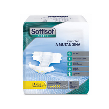 PANNOLONI SOFFISOFT AIR DRY - incontinenza moderata - large conf. 90 pz.