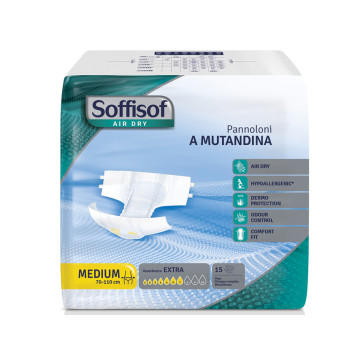 PANNOLONI SOFFISOFT AIR DRY - incontinenza moderata - medio conf. 90 pz.