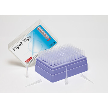 Puntale standard con filtro 0,1 - 10 µl ClearLine® sterile con rack con coperchio calzante (puntale lungo 45 mm) Conf.960 pz.