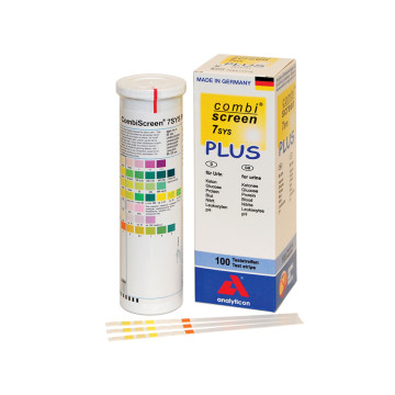 Strisce urine per test visivo o per uso con Urilyzer® 100, 100 Pro,500 Pro Combiscan 100.7 Parametri conf. 100 pz.